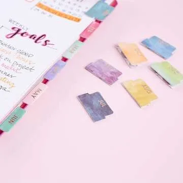 Erin Condren Designer Accessories - Monthly Adhesive Tabs, Metallic, Multicolored Brushstroke (Set of 12). Great for Organizing and Sorting in Planners, Agendas, or Notebooks by Month