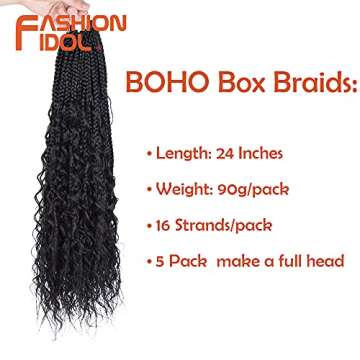 Goddess Box Braids Crochet Hair 24" for Black Women