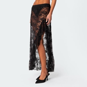 Lace Long Sheer Mesh Midi Skirt for Summer Style