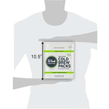Wink Coffee Cold Brew Pitcher Packs, Coarse Ground 100% Arabica Coffee Beans, Single Origin Colombian Andes, 12 Count, Makes 42 Cups or 6 Large Pitchers, Smooth, Bold & Sweet