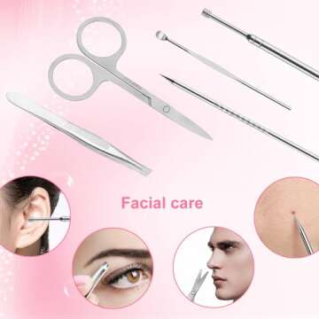 Gift for Women/Men,Nail Care kit Manicure Grooming Set with Travel Case - Yougai 18 Piece Stainless Steel Manicure Kit (Pink)…