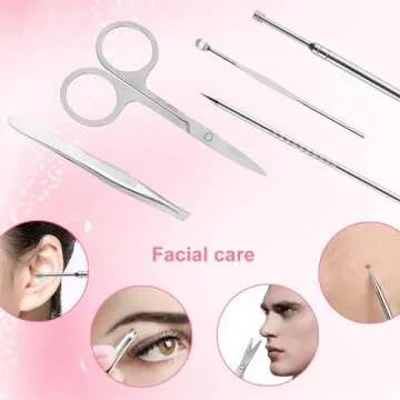 Gift for Women/Men,Nail Care kit Manicure Grooming Set with Travel Case - Yougai 18 Piece Stainless Steel Manicure Kit (Pink)…