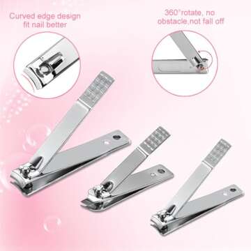 Gift for Women/Men,Nail Care kit Manicure Grooming Set with Travel Case - Yougai 18 Piece Stainless Steel Manicure Kit (Pink)…