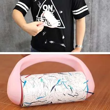 Sticky Lint Roller, Pet Hair Roller, Dog & Cat Hair Remover Kit,4 Refills 240 Sheets, Lint Brush for Clothes, Carpet, Car Seats, Dust, Dogs, Handle (1Handle+4Refills)