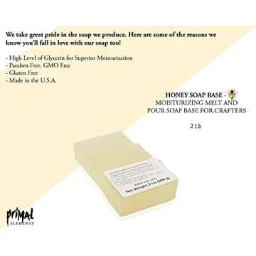 Primal Elements Honey Soap Base - Moisturizing Melt and Pour Glycerin Soap Base for Crafting and Soa...