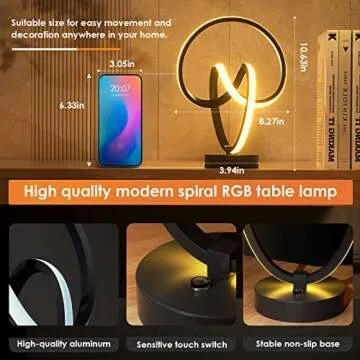 Airnasa Modern Spiral LED Table Lamp with RGB Touch Control