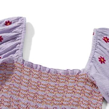 Argeousgor Women 2023 Bohemian Floral Dress Square Neck Ruffle Swing A Line Maxi Dress Long Sleeve Beach Long Dress(Boutique Purple Flower Dress,S)