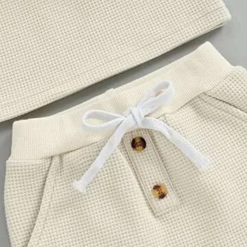 CIYCUIT Toddler Baby Boy Clothes Long Sleeve Waffle Sweatshirt Pants Set 0 6 12 18 24 Months 2T 3T Fall Winter Outfits Beige 6-12 Months