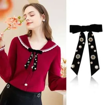 JKQBUX Women’s Velvet Bow Tie Brooch for Chic Styles