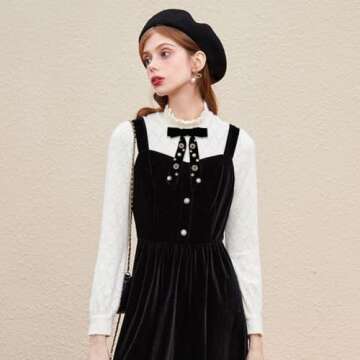 JKQBUX Womens Retro Velvet Ribbon Bow Tie brooch Necktie Rhinestone Preppy Neck Tie Brooch Pin Collar Jewelry for wedding Party