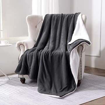 SOCHOW Sherpa Fleece Throw Blanket, Reversible Super Soft Luxurious Plush Blanket Throw Size, Dark G...