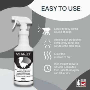 Skunk Off Odor eliminator pet spray 32oz - Safe for head & face - Ready to use skunk odor remover. N...