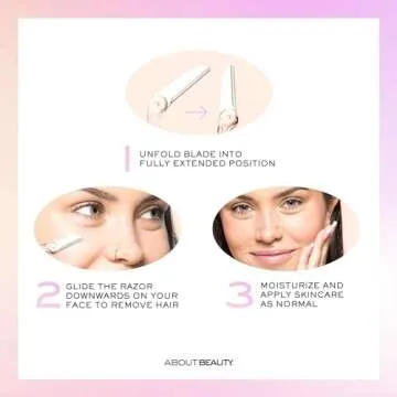 About Face Fuzz-Free Compact Facial Razors for Shaving & Exfoliating - Includes 3 Beauty Groomers - For Face, Lips & Eyebrows