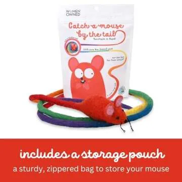Catch a Mouse by The Tail Wool Cat Mouse Toy with a 6-Ft Tail for Indoor Cats Kittens. Cute Toy Mouse, Mouse Cat Toy, Rat Plush Toy, Fake Mice. No Catnip. Pride (Rainbow)