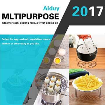 for Instant Pot 6 &8 Quart Accessories 2 Steamer Basket Non-stick Springform Pan for Instant Pot Accessories Egg Rack Kitchen Tong, Magnet Cheat Sheet for Instapot Silicone Egg Bites Mold (Silver)