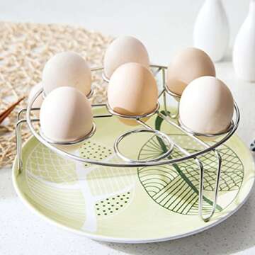 for Instant Pot 6 &8 Quart Accessories 2 Steamer Basket Non-stick Springform Pan for Instant Pot Accessories Egg Rack Kitchen Tong, Magnet Cheat Sheet for Instapot Silicone Egg Bites Mold (Silver)