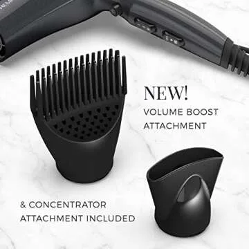 Remington Pro Ceramic Touch-Activated Volume Hair Dryer with Volume Boost Attachment, Black, D5700