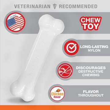 Nylabone Power Chew Classic Bone Chew Toy for Dogs, Durable Dog Toys for Aggressive Chewers, Chicken...