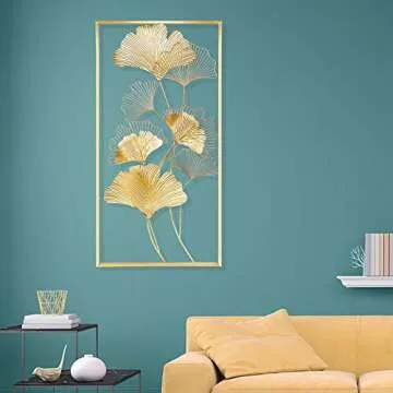Lulu Home 39" Golden Ginkgo Leaf Metal Wall Decor