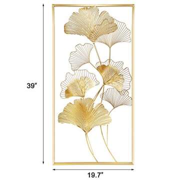 Lulu Home 39" Golden Ginkgo Leaf Metal Wall Decor