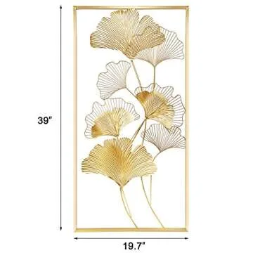 Lulu Home 39" Golden Ginkgo Leaf Metal Wall Decor