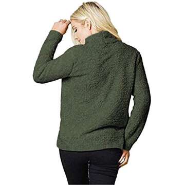 onlypuff Military Green Sherpa Pullover for Women