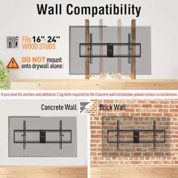 ELIVED TV Wall Mount for Most 42-86 Inch TVs, Max Load Capacity 120 lbs. Tilting TV Mount with Level Adjustment, TV Brackets for Wall Mount Max VESA 800x400mm, Fits 16-24 Inch Studs.