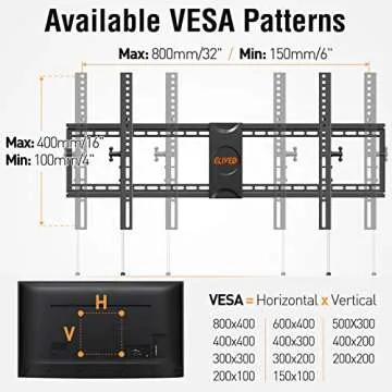 ELIVED TV Wall Mount for Most 42-86 Inch TVs, Max Load Capacity 120 lbs. Tilting TV Mount with Level Adjustment, TV Brackets for Wall Mount Max VESA 800x400mm, Fits 16-24 Inch Studs.