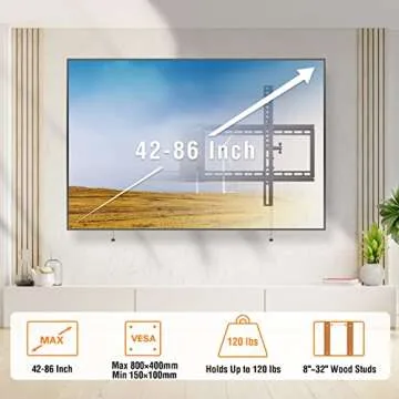 ELIVED TV Wall Mount for Most 42-86 Inch TVs, Max Load Capacity 120 lbs. Tilting TV Mount with Level Adjustment, TV Brackets for Wall Mount Max VESA 800x400mm, Fits 16-24 Inch Studs.