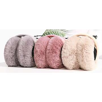Ear Muffs Warm Furry Earmuffs Ear Warmers for Women Girls, Winter Faux Fur Ear Covers for Outdoor Use