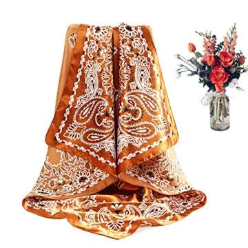 CHLINS 35" Satin Square Hair Scarf Bandanas - 3Pcs Large Silk Head Scarves Lightweight Satin Hair Kerchief Sleeping Hair Wraps for Women (Coffee+Blue+Black)