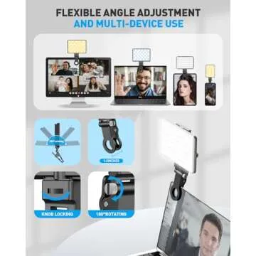 Tizwis 60 LED Phone Light with Front & Back Clip, Selfie Light with CRI 95+, Selfie Light for iPhone, iPad, Phone, 3000Mah Portable Light, Adjusted 3 Light Modes for Selfie, Vlog, Makeup, TikTok