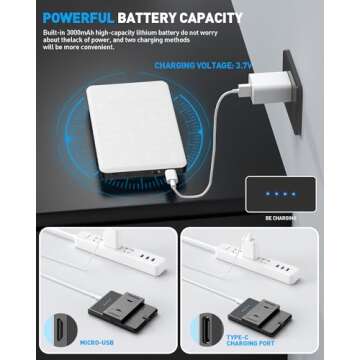 Tizwis 60 LED Phone Light with Front & Back Clip, Selfie Light with CRI 95+, Selfie Light for iPhone, iPad, Phone, 3000Mah Portable Light, Adjusted 3 Light Modes for Selfie, Vlog, Makeup, TikTok