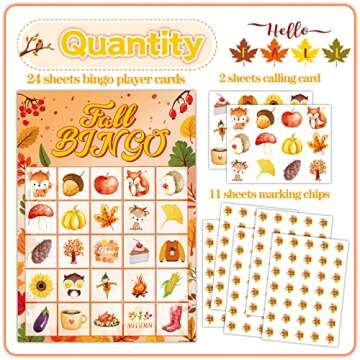 Joy Bang Fall Festival Games - Fall Bingo Set for 24 Players, Autumn Fun!