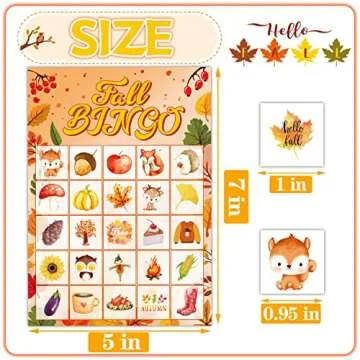 Fall Bingo Game for 24 Players, Autumn Fun for All