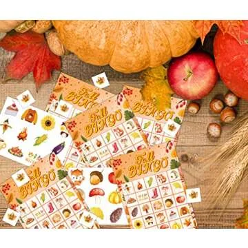 Fall Bingo Game for 24 Players, Autumn Fun for All