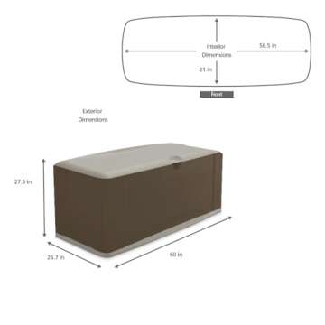 Rubbermaid Extra Large Resin Outdoor Storage Deck Box with Seat (120 Gal), Weather Resistant, Brown,...