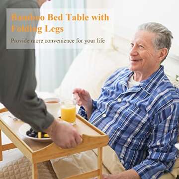 Easoger 2 Pack Bamboo Breakfast in Bed Tray - Easy Carry, Multi-Functional
