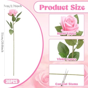 Hoemwarm 36 Artificial Pink Roses for Beautiful Décor