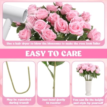 Hoemwarm 36 Artificial Pink Roses for Beautiful Décor