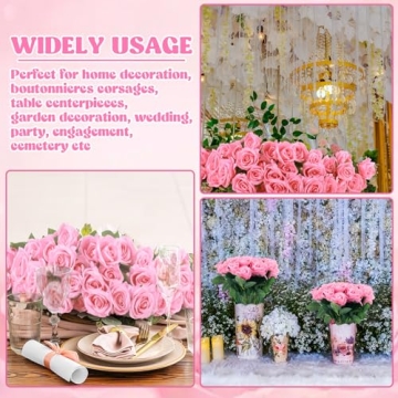 Hoemwarm 36 Artificial Pink Roses for Beautiful Décor
