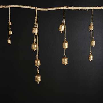 47th & Main Hanging Metal 3 Antique Bell Cluster, 22" Long, Gold