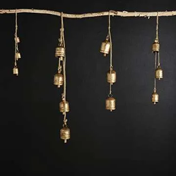 47th & Main Hanging Metal 3 Antique Bell Cluster, 22" Long, Gold