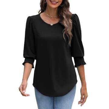 XIEERDUO Women’s Dressy Casual 3/4 Sleeve Tops