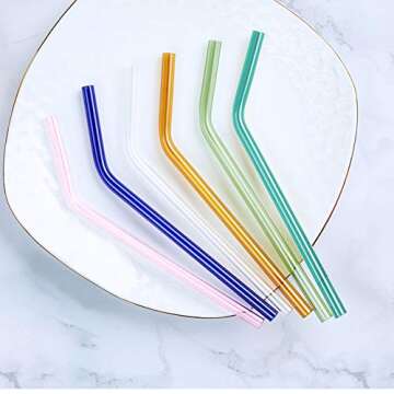 Eco-Friendly Reusable Glass Drinking Straws Set of 12