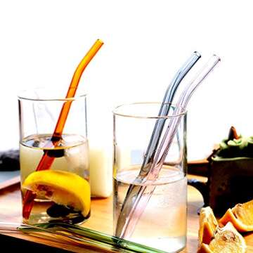 Eco-Friendly Reusable Glass Drinking Straws Set of 12