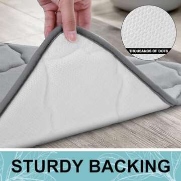 OLANLY Memory Foam Bath Mat Rug 24x16, Soft and Absorbent Bathroom Rugs, Non-Slip, Comfortable, Machine Washable Bath Carpet for Bathroom Floor, Tub, Shower and Home Decor Accessories, Grey