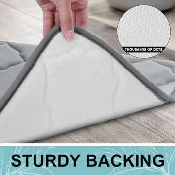 OLANLY Memory Foam Bath Mat Rug 24x16, Soft and Absorbent Bathroom Rugs, Non-Slip, Comfortable, Machine Washable Bath Carpet for Bathroom Floor, Tub, Shower and Home Decor Accessories, Grey