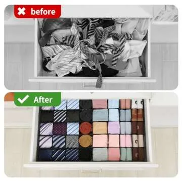 Qozary 10 Pack Adjustable Drawer Organizer Dividers for Socks, Underwear, Makeup, Kitchen, Dresser