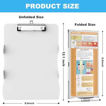 Cooperwin Clipboards Nursing Clipboard Trifold Foldable, 3 Layers Aluminum Nurse Clipboards with Nur...